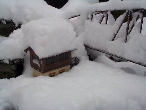 Das Stellwerk versinkt im Schnee